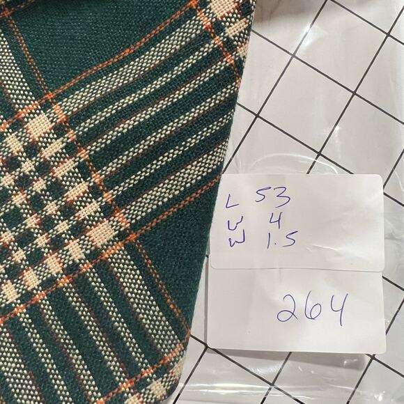 Vintage Handmade Mens Green Plaid Wool Tie - Picture 5 of 5